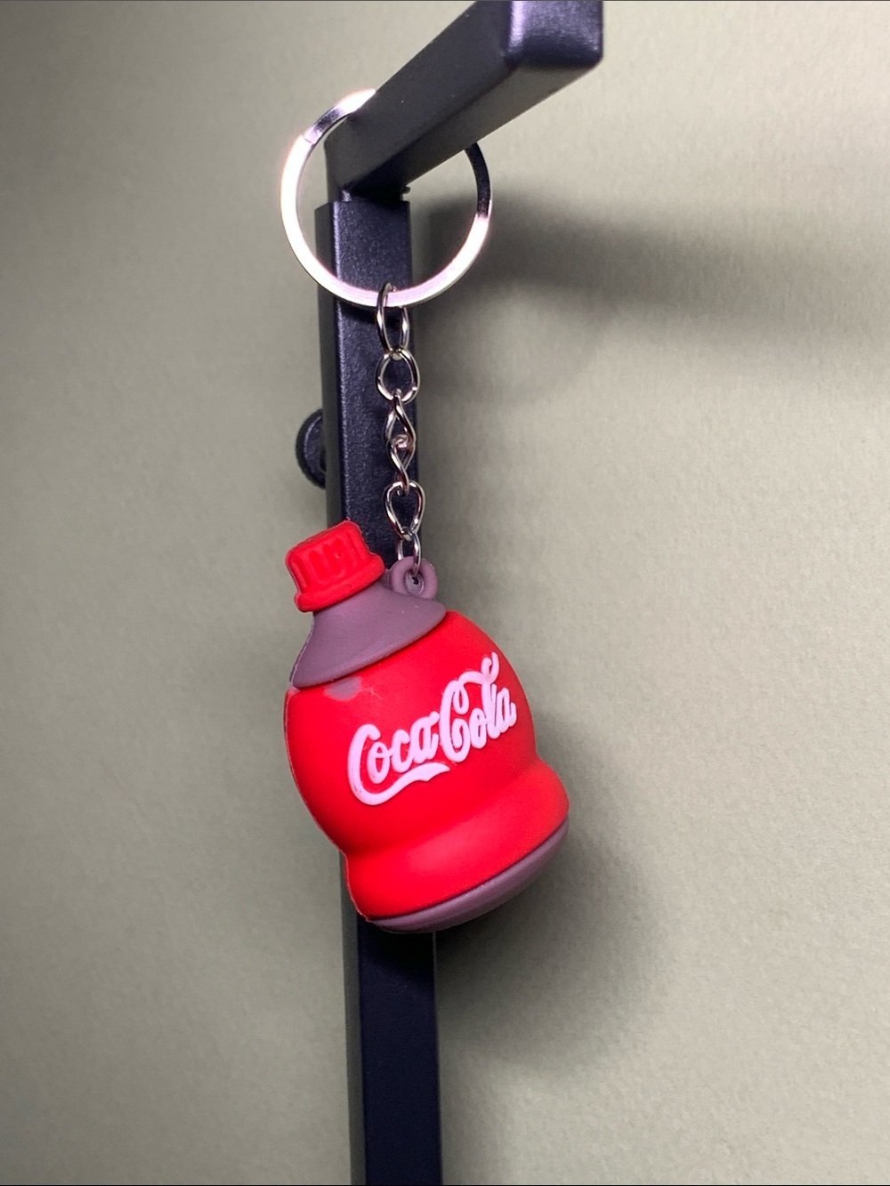 Coca Cola Red and Gray Bottle Keyring Charm